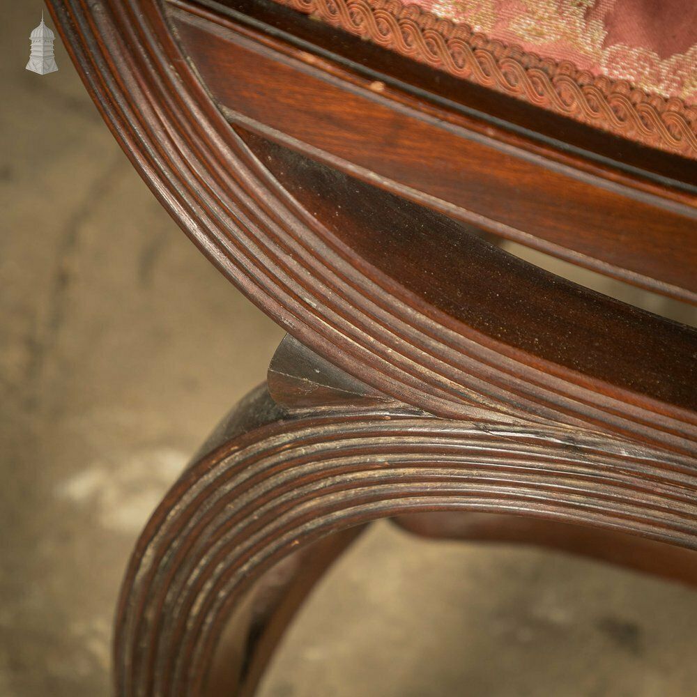 X Frame Armchair, Reeded Hardwood And Floral Textiles. Hardwood Chair photo 540.0
