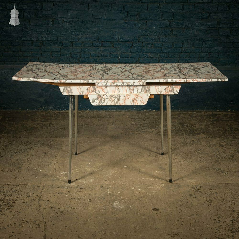 Melamine Extending Table, Vintage 1960’s With A Marble Effect photo 240.0