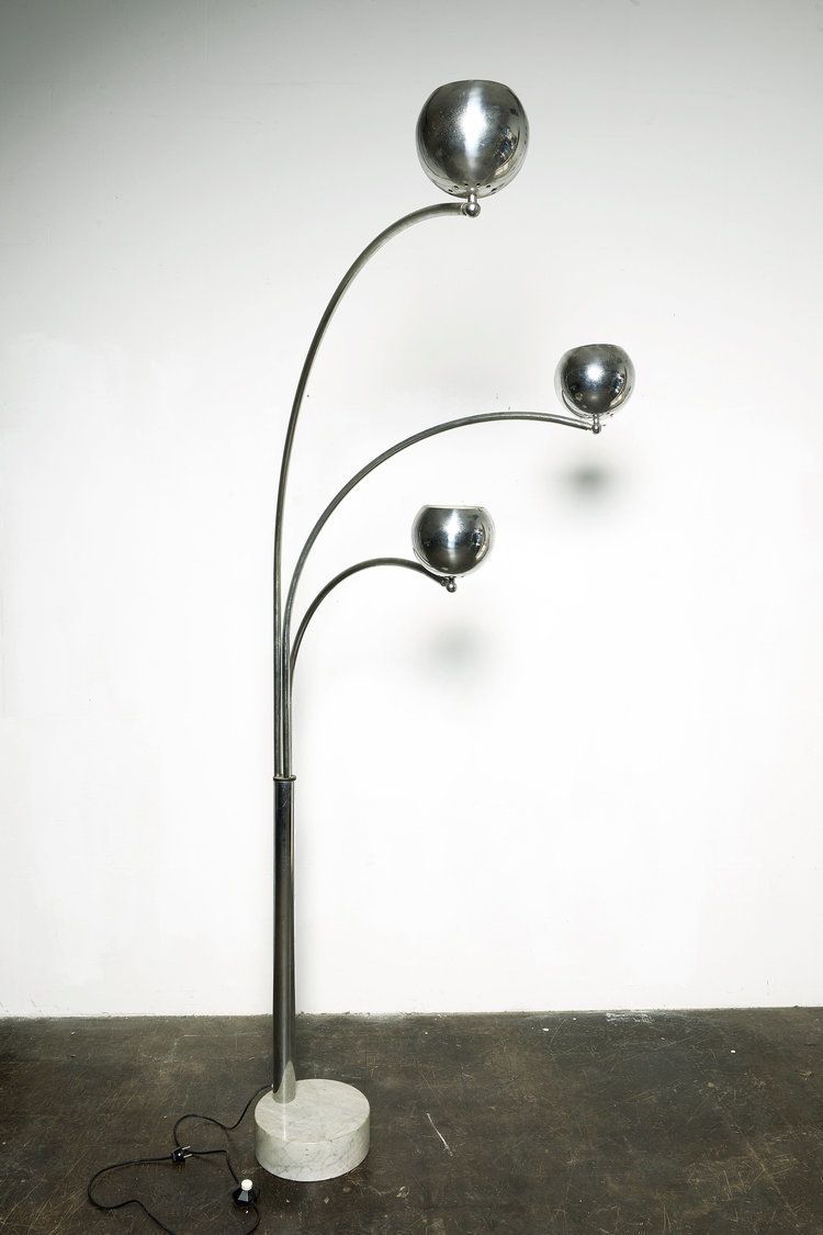 Splendid  Carrara Marble And Chrome Floor Lamp, "Muguet" By Goffredo Reggiani, Italy 1970s photo furniture