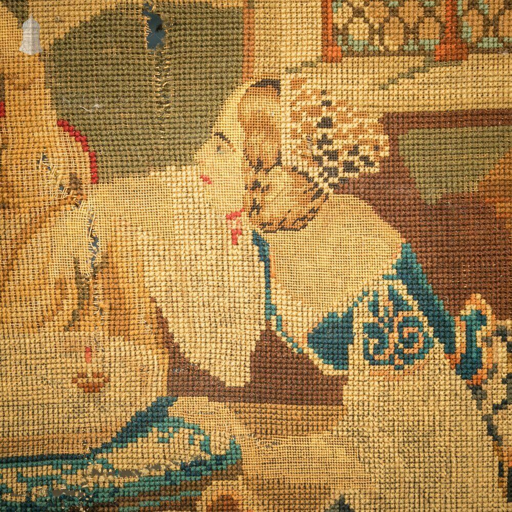 Home Fixtures Carved French Fire Screen, Crewel Work Tapestry, 18th C Carved Oak Frame photo