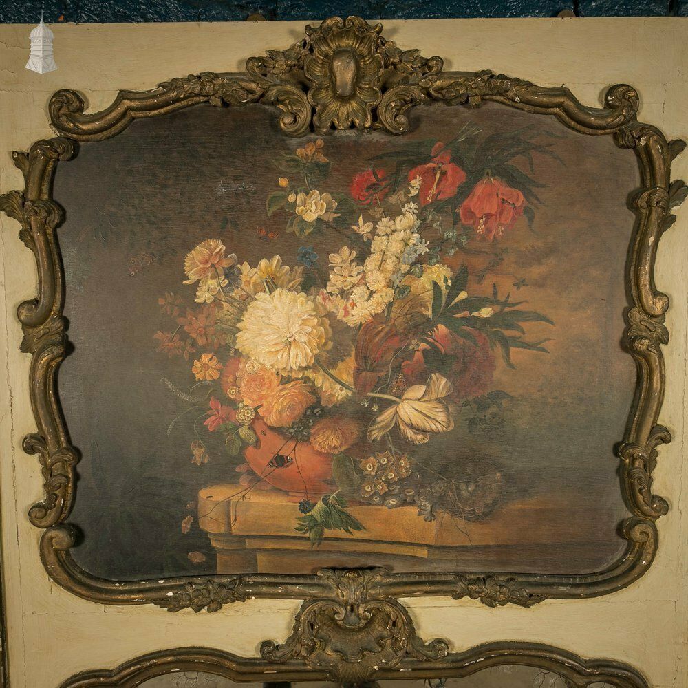 Louis XVI Trumeau Mirror, Painted Floral Still Life photo buy