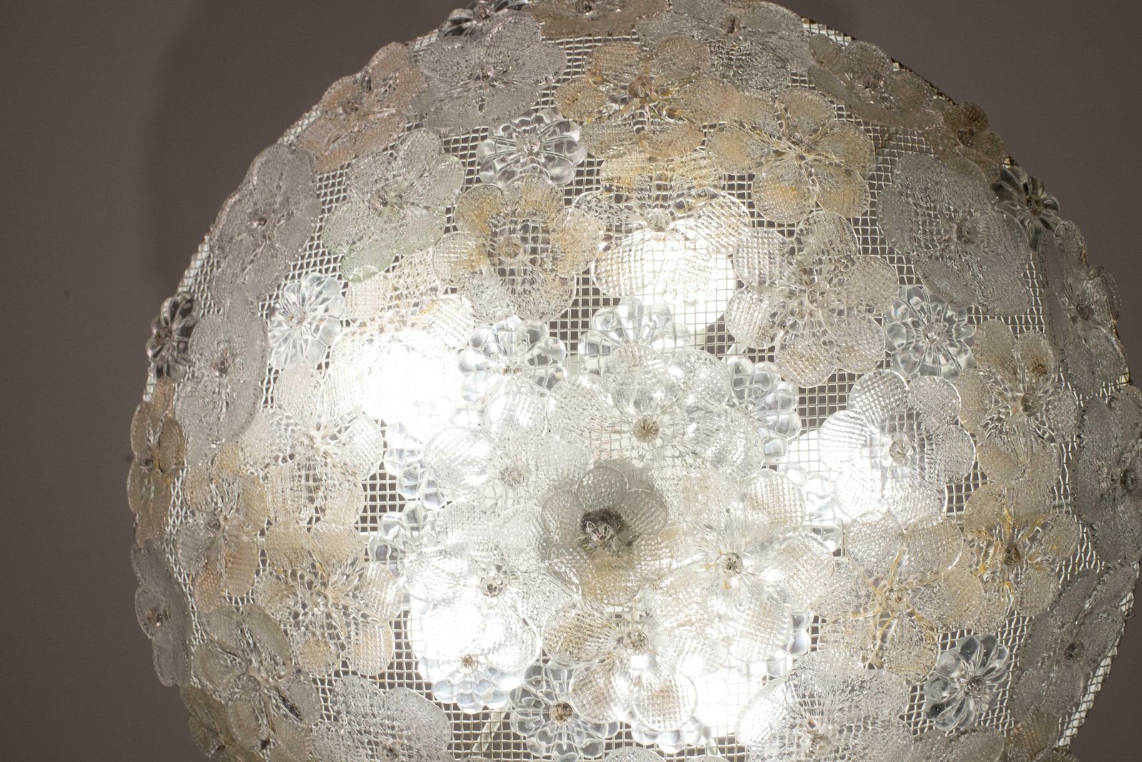 Mid Century Gold Flower Glass Ceiling Light 1960s By Barovier E Toso photo vintage