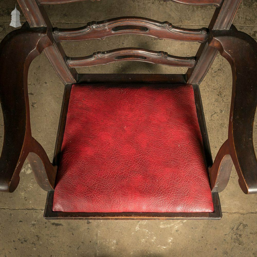 Chippendale Style Chair, Carved Hardwood With Leather Seat Cushion photo furniture