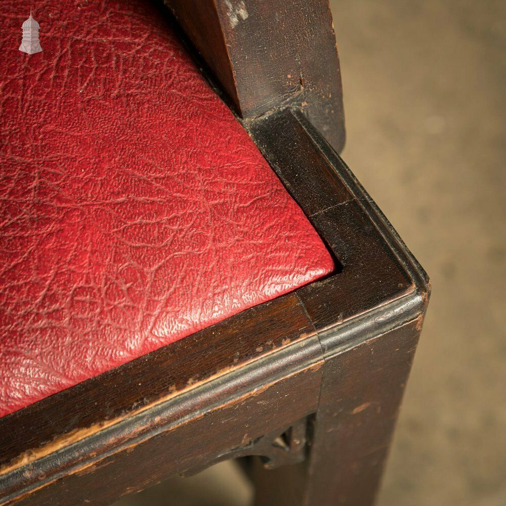 Chippendale Style Chair, Carved Hardwood With Leather Seat Cushion photo vinterior