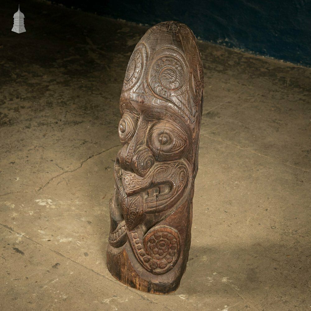 Maori Tribal Sculpture, Early 1800s Carved Hardwood Figure Or Totem photo furniture