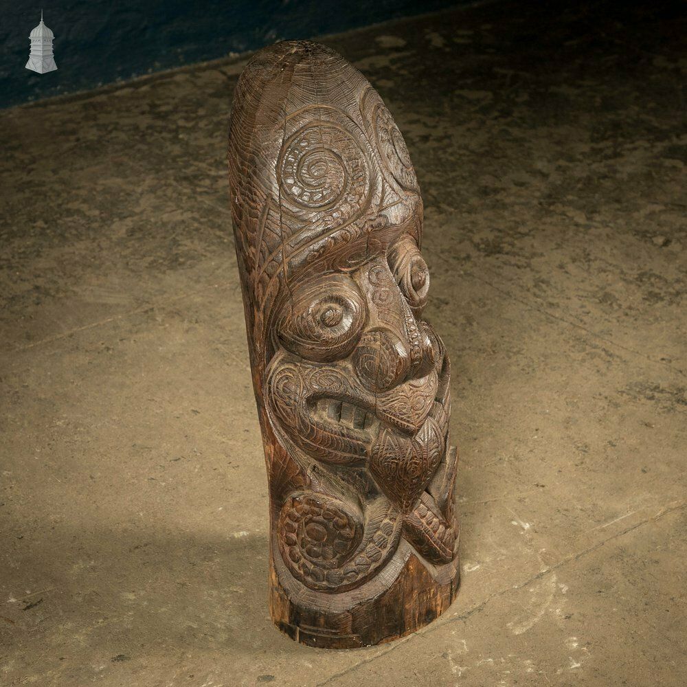 Maori Tribal Sculpture, Early 1800s Carved Hardwood Figure Or Totem photo for sale
