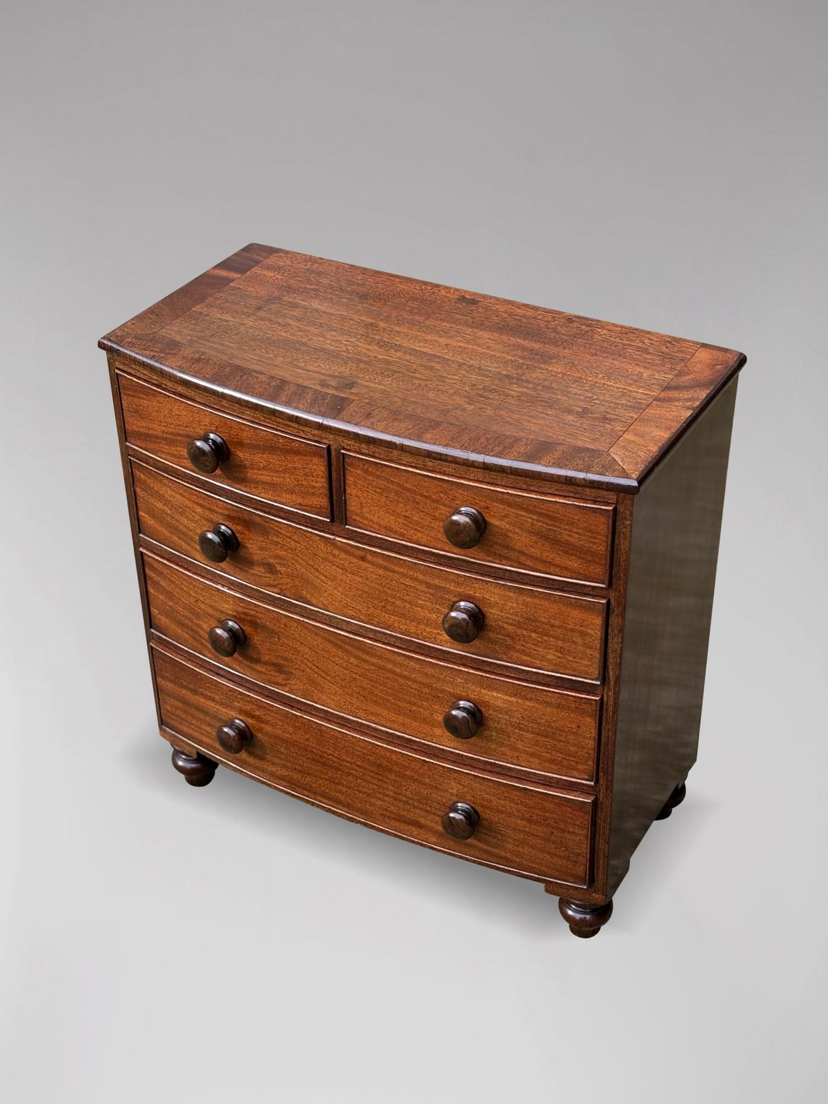 19th Century Miniature Bow Fronted Mahogany Chest Of Drawers photo furniture