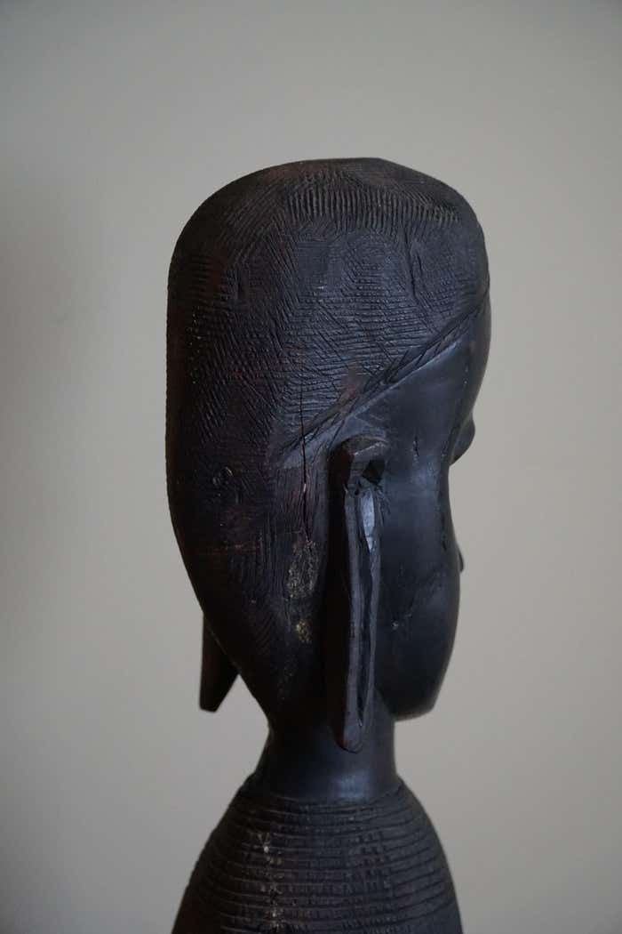 Art Decorative African Wooden Sculpture, Mid Century, Handcrafted In The 1940 50s photo