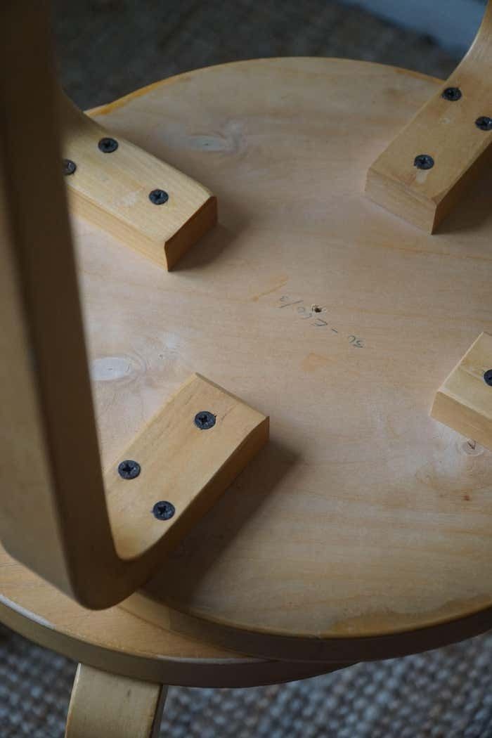 Furniture Alvar Aalto, A Pair Of Vintage Stools In Birch, Model "60", Made At Artek, 1970s photo