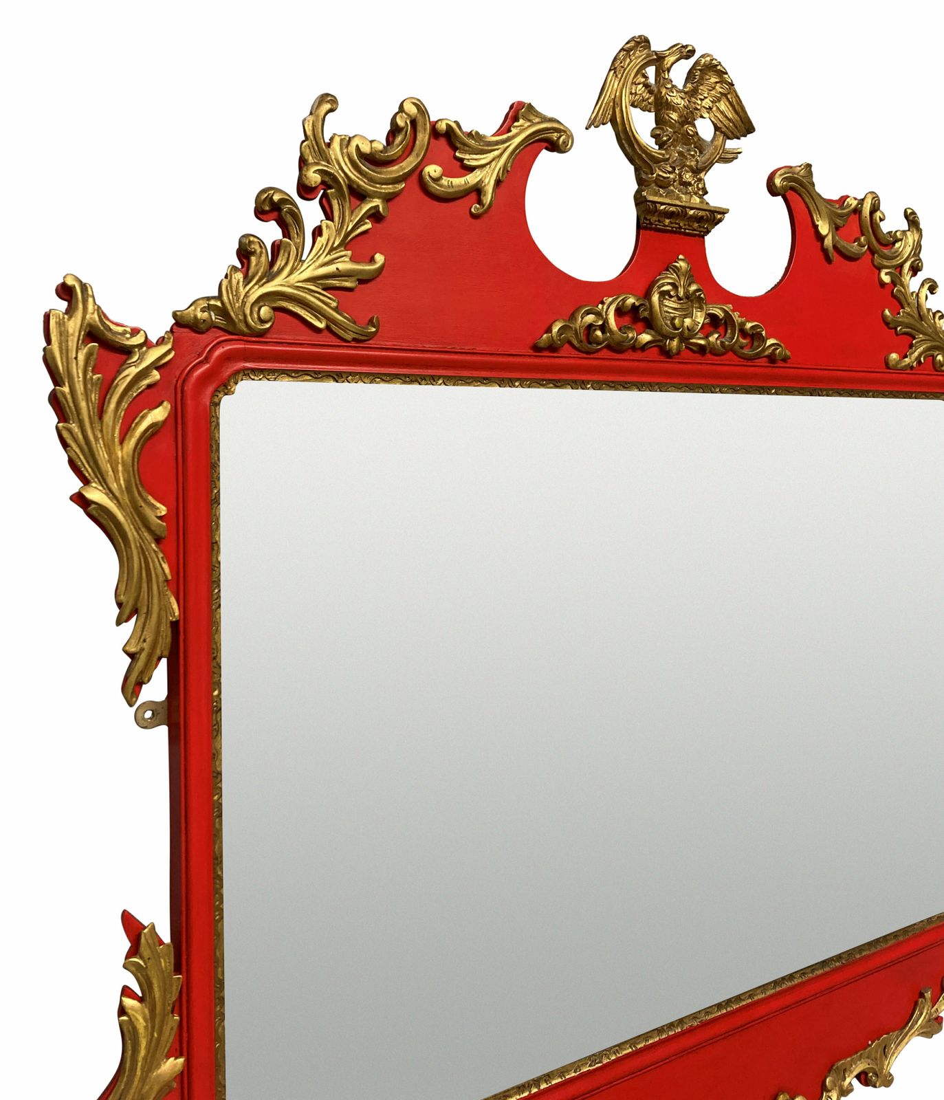 A George II Style Carved Scarlet & Giltwood Mirror photo furniture