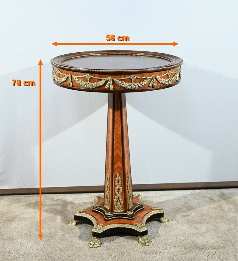 Precious Wood Pedestal Table, Restoration Style, Napoleon III Period – Mid 19th Century photo furniture