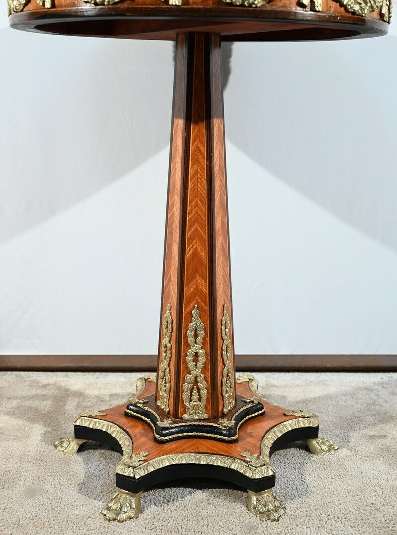 2491.93548417 Precious Wood Pedestal Table, Restoration Style, Napoleon III Period – Mid 19th Century photo