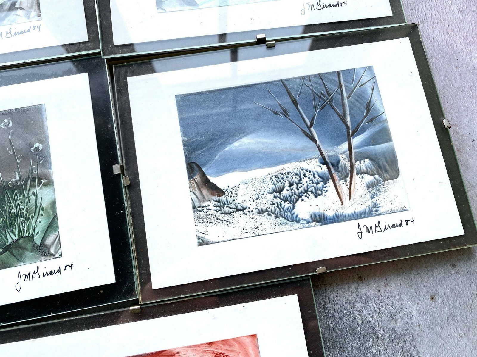 5 X Original Vintage Landscape Artworks   Signed Jean Marie Girard 1984 Framed photo Art