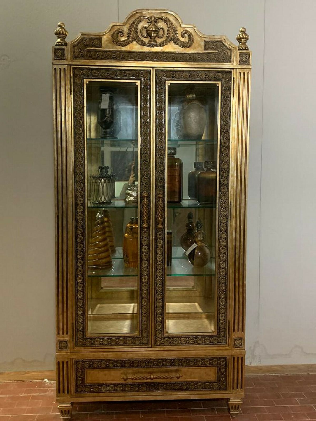 Louis XVI Style Gold Finished Display Case By Lam Lee Group, 1990s photo for sale