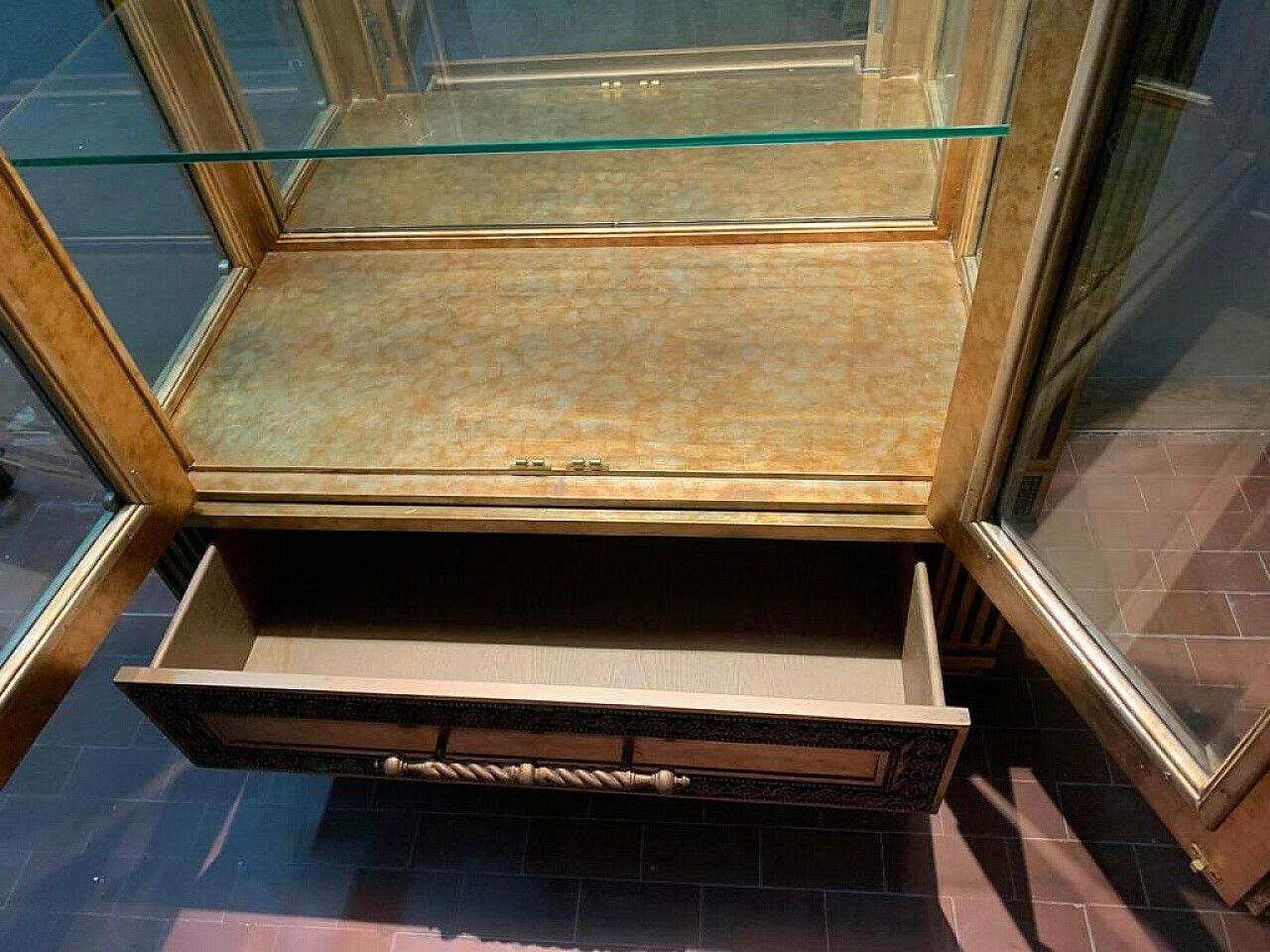 Louis XVI Style Gold Finished Display Case By Lam Lee Group, 1990s photo 3739.0