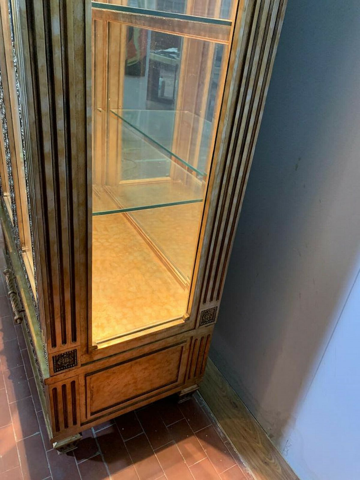photo for sale Louis XVI Style Gold Finished Display Case By Lam Lee Group, 1990s