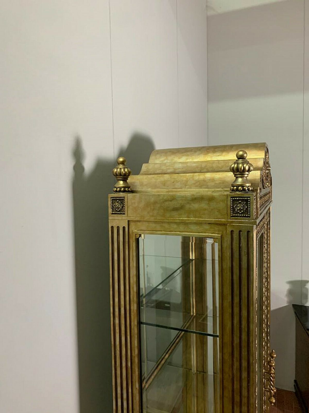 Furniture Louis XVI Style Gold Finished Display Case By Lam Lee Group, 1990s photo