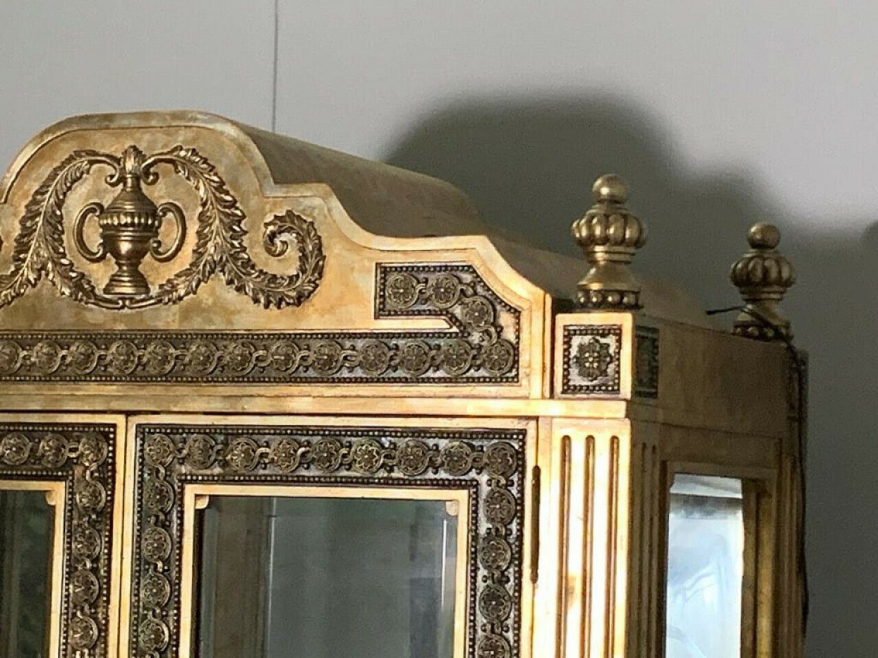 3739.0 Louis XVI Style Gold Finished Display Case By Lam Lee Group, 1990s photo