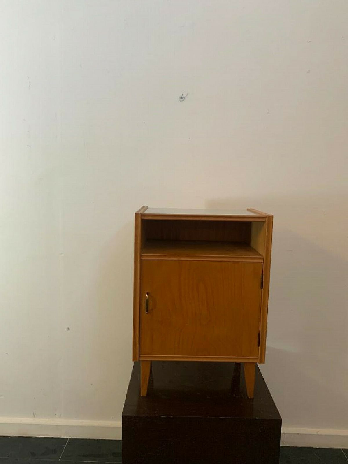 Ash Bedside Table With Pearl Grey Laminate Top, 1950s photo furniture