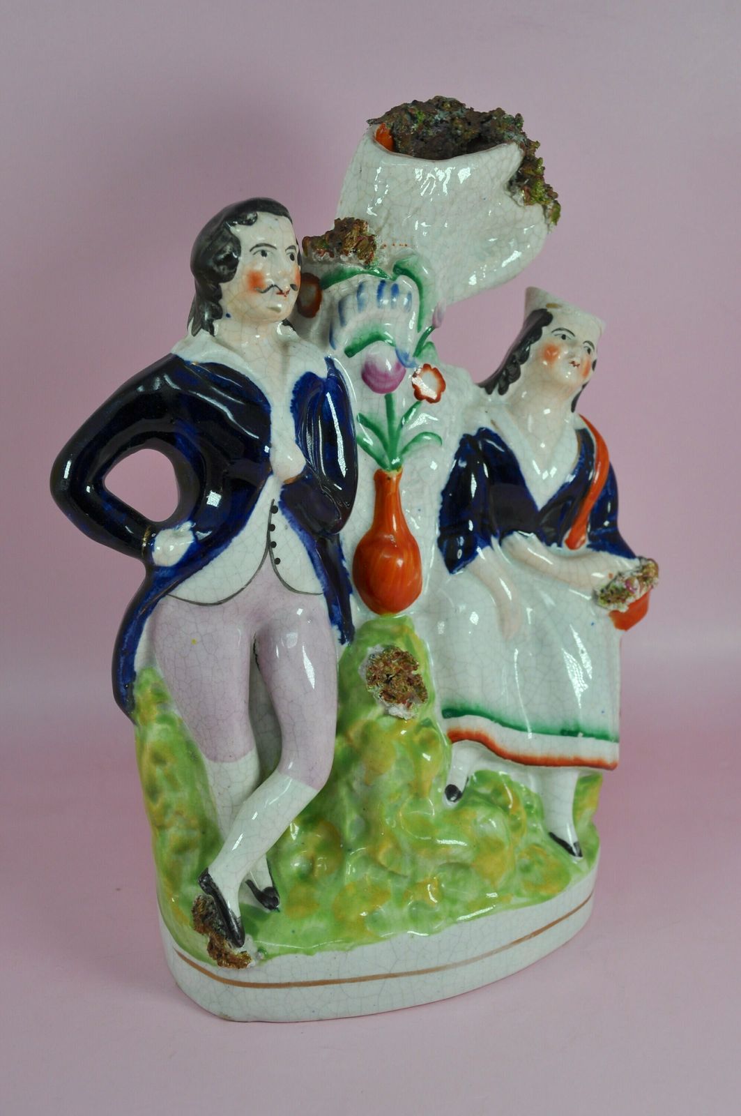 Staffordshire Figures Spill Vase, Antique Staffordshire photo vinterior