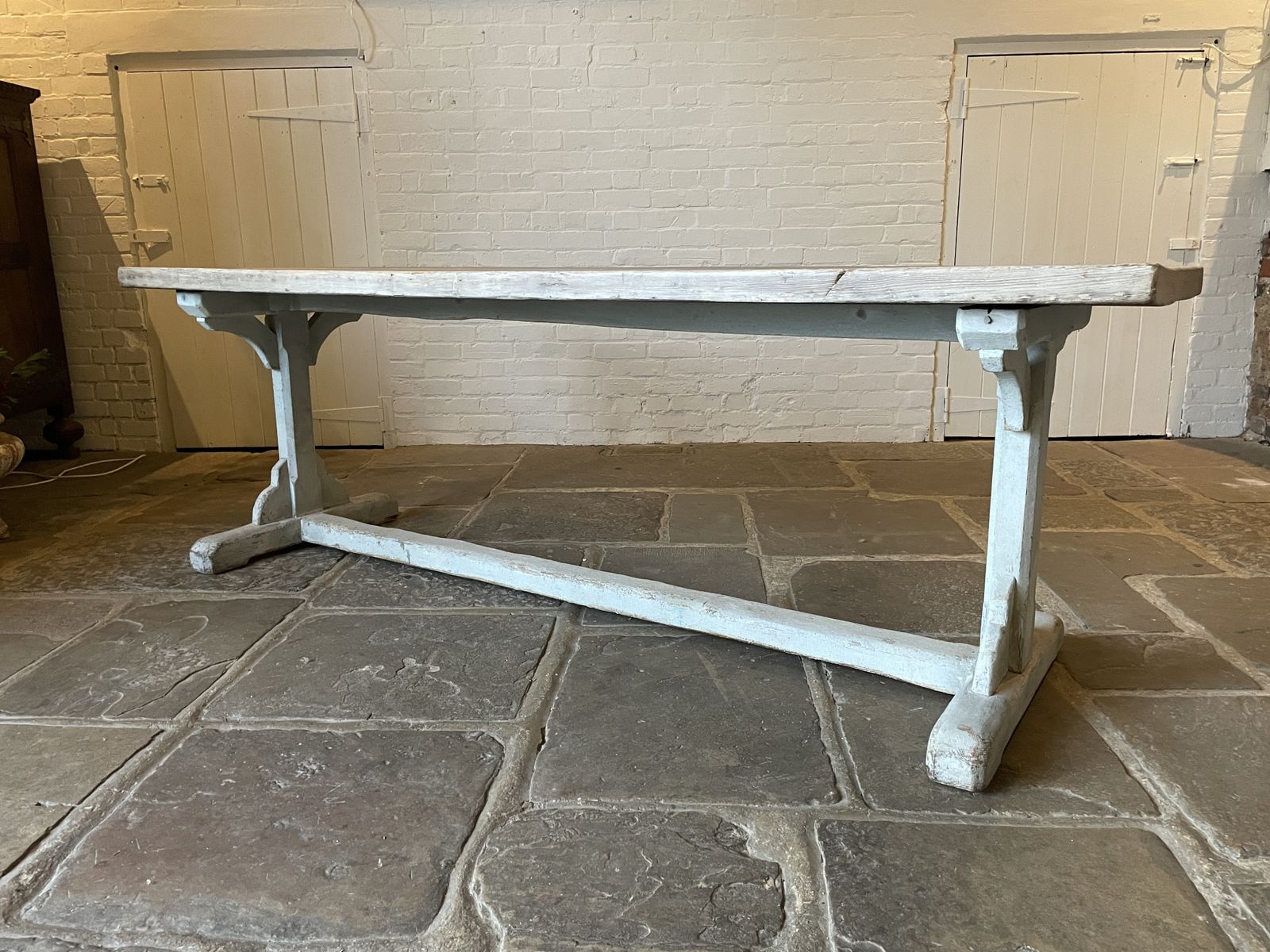 English Painted Trestle Table, 1800s photo 2250.0