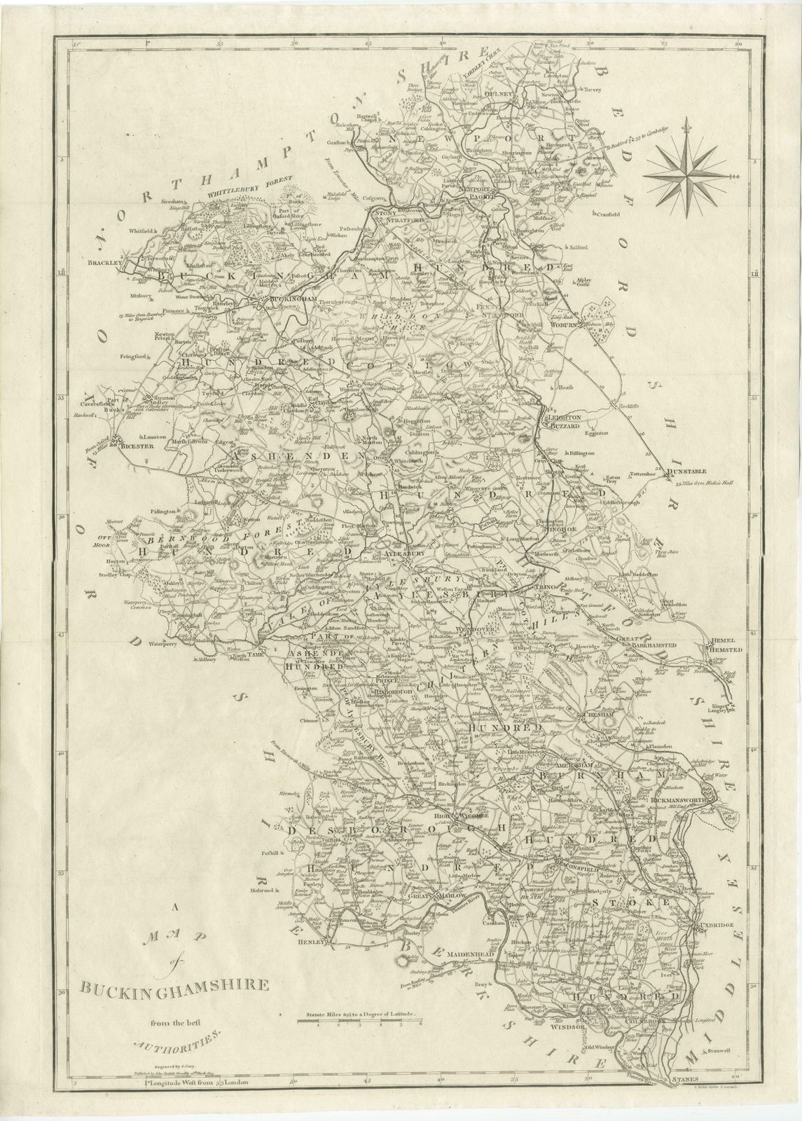 Large Antique County Map Of Buckinghamshire, England photo furniture