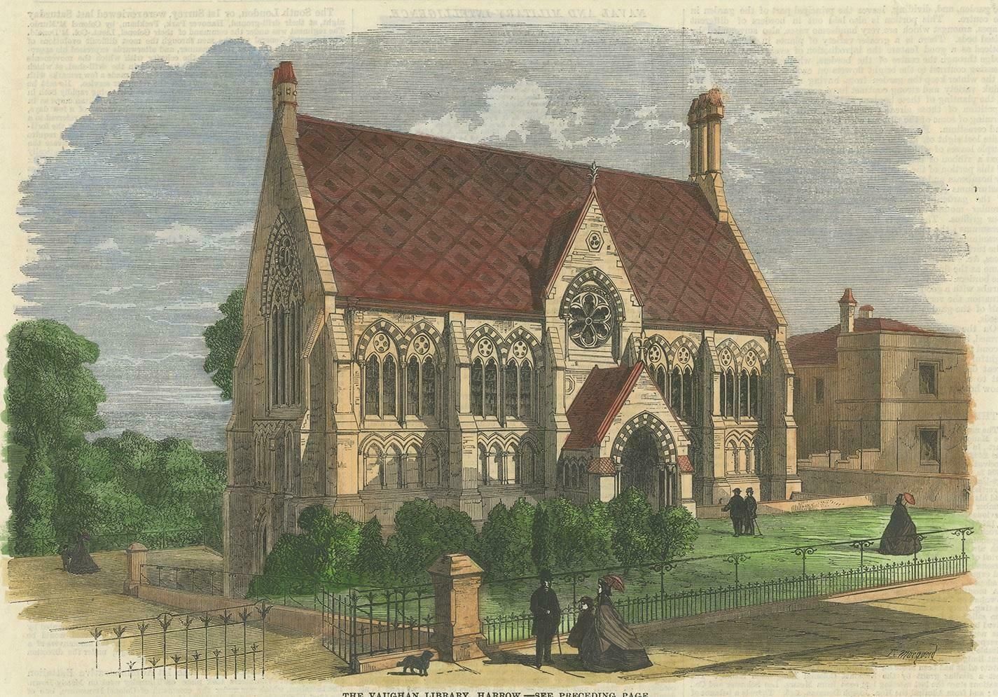Antique Print Of Vaughan Library, 1863 photo for sale
