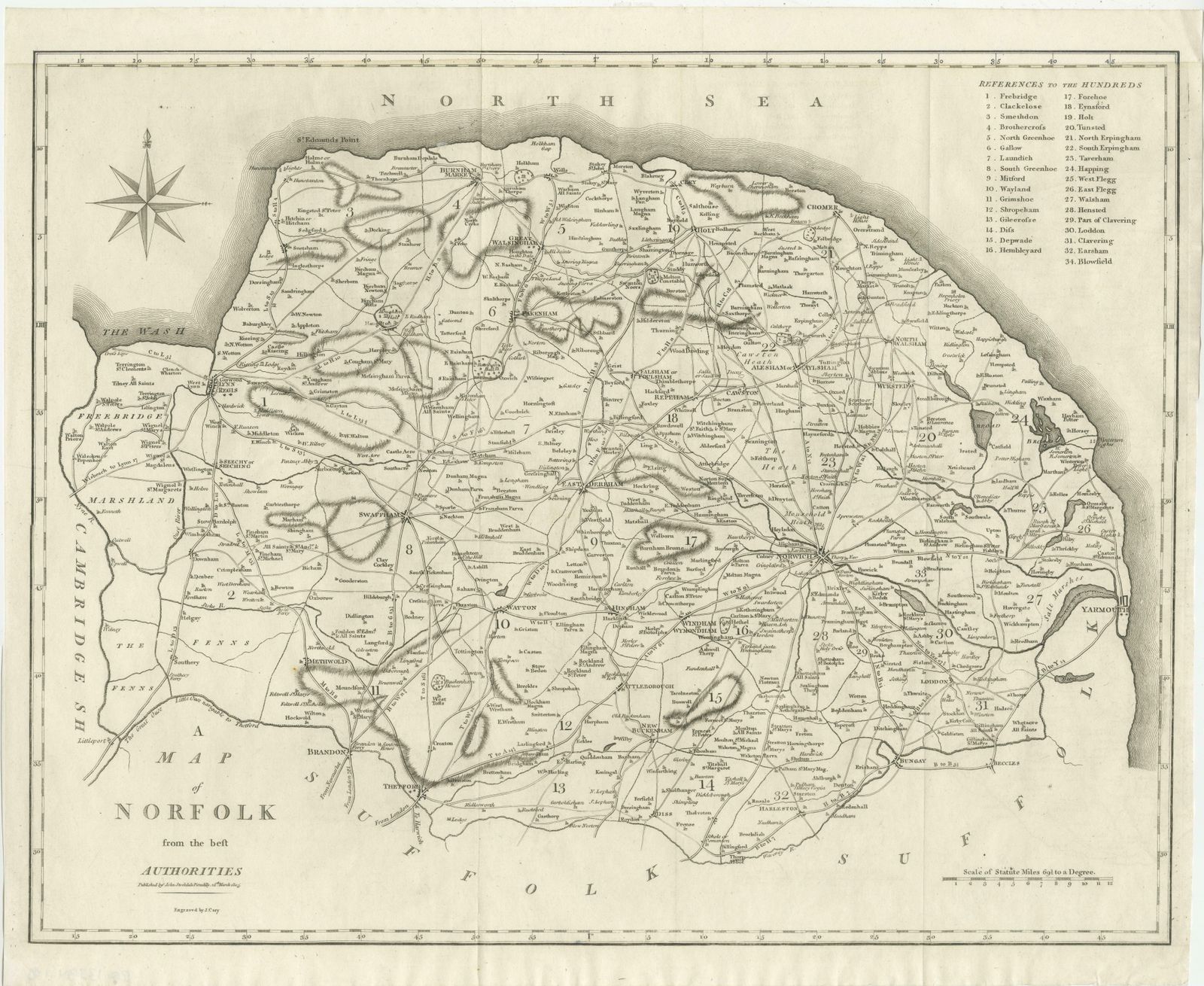 Large Antique County Map Of Norfolk, England photo furniture