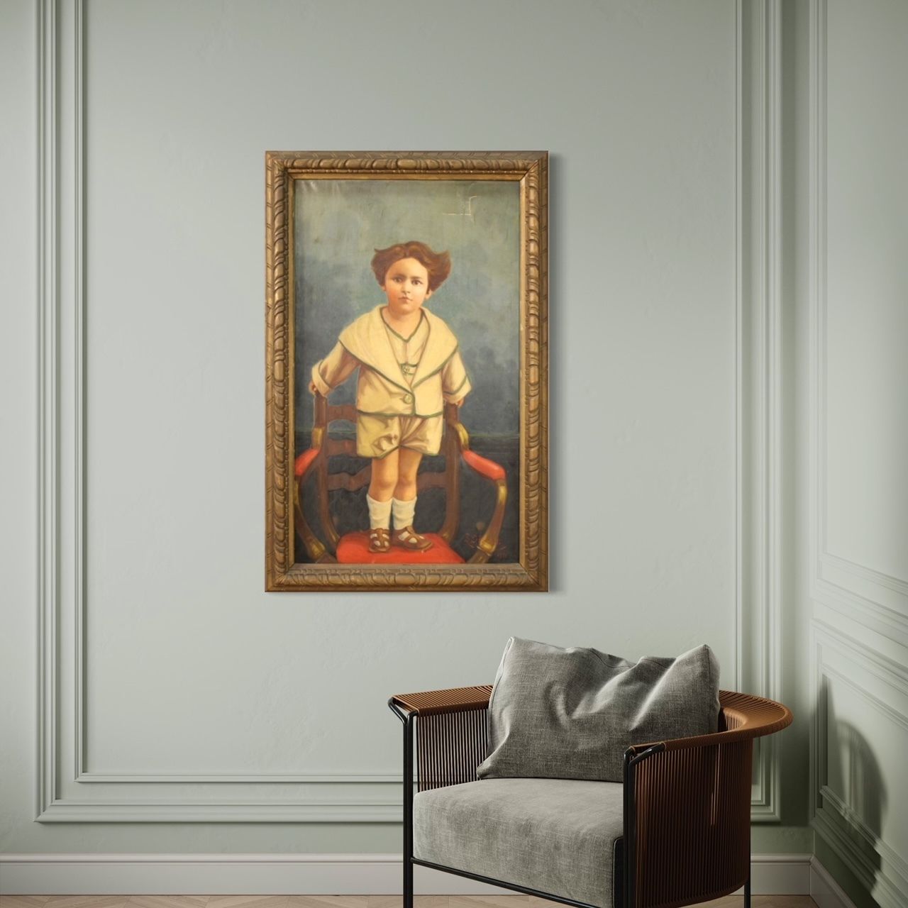 photo vintage Portrait Of A Child Signed And Dated 1921