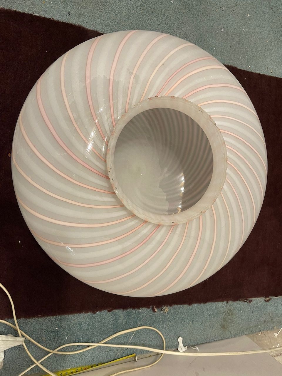 Pink Swirl Murano Glass Flushmount By Venini photo for sale