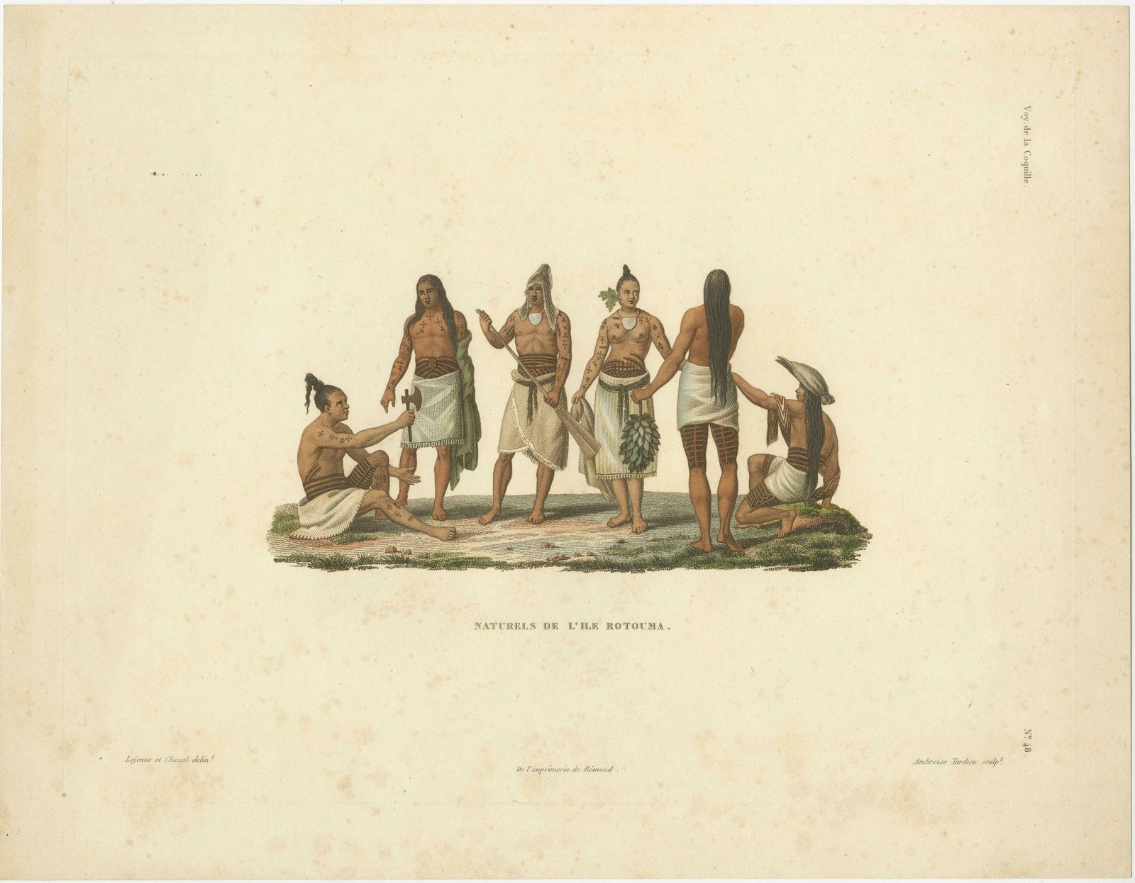 "Natives Of The Island Of Rotuma: Antique Ethnographic Print, Circa 1825 photo furniture
