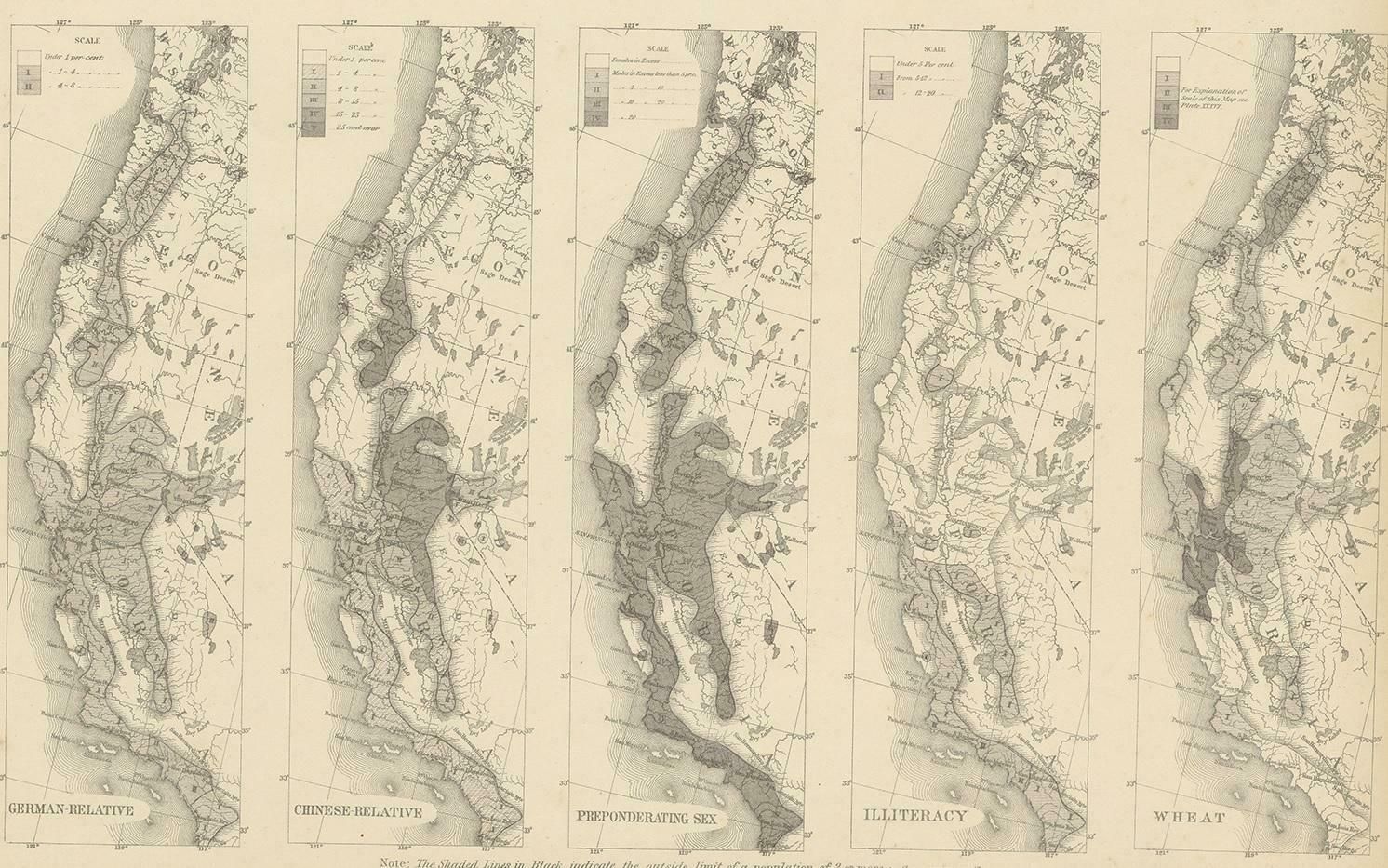 Antique Chart Of The Pacific Coast '1874' photo Art