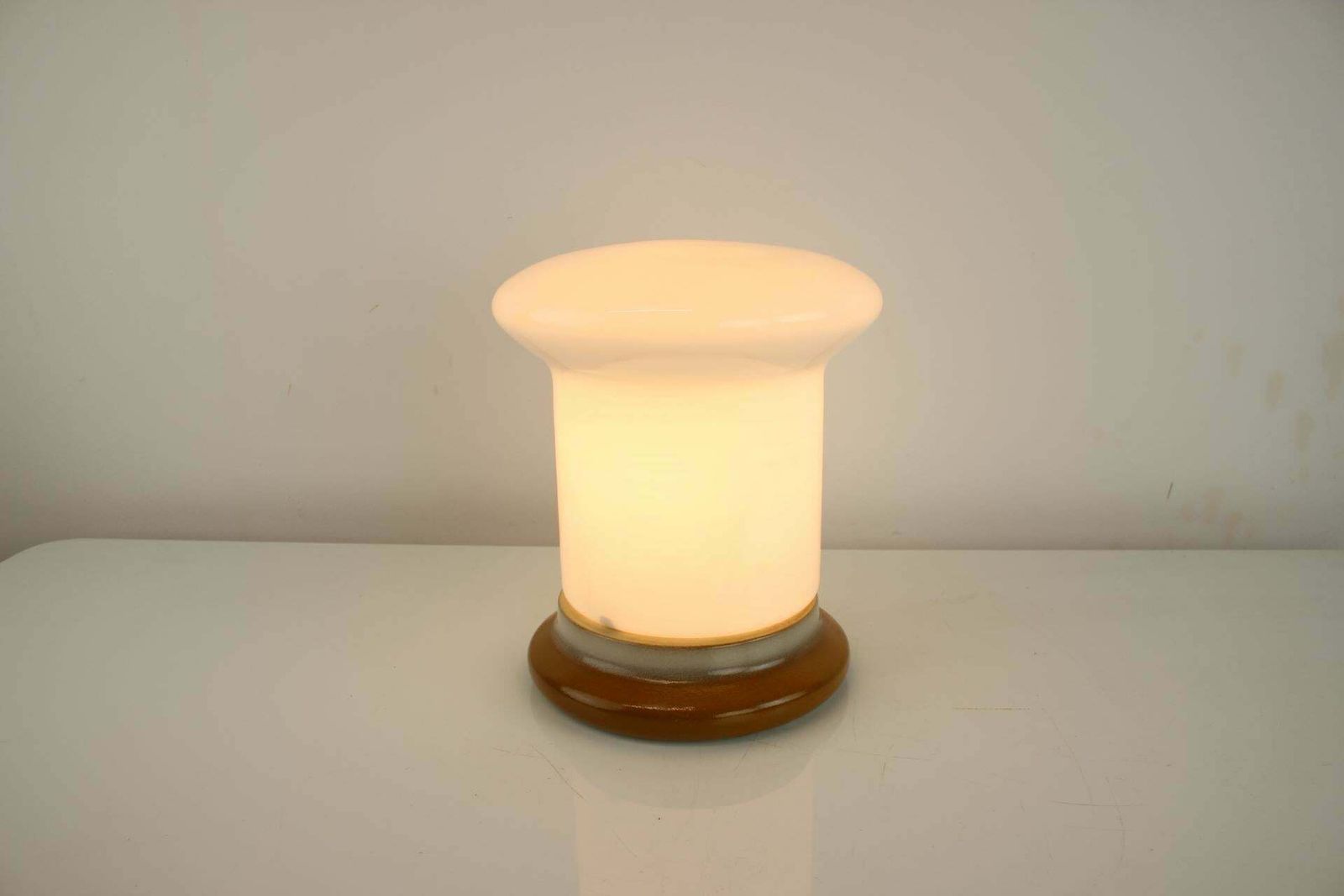 Vintage Glass And Ceramic Table Lamp Osvetlovaci Sklo Valasske Mezirici, 1970s photo Lighting