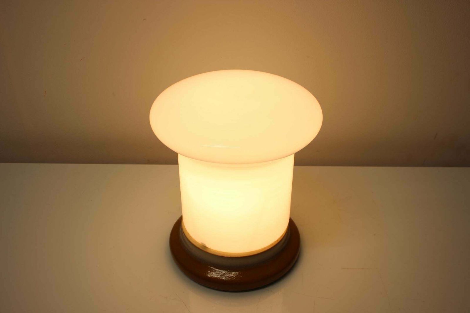 Vintage Glass And Ceramic Table Lamp Osvetlovaci Sklo Valasske Mezirici, 1970s photo vinterior