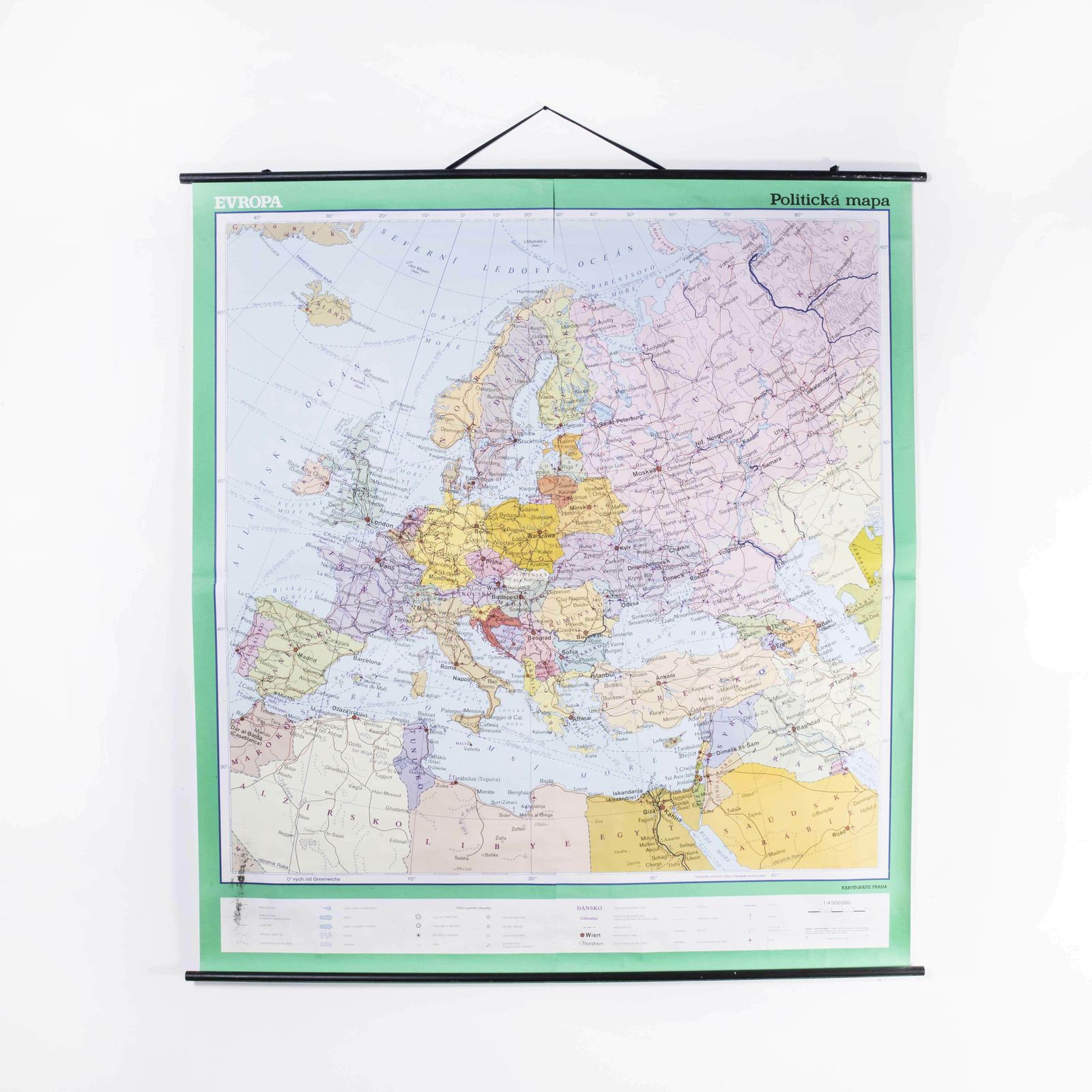 Late 20th Century Educational Geographic Map – European Countries