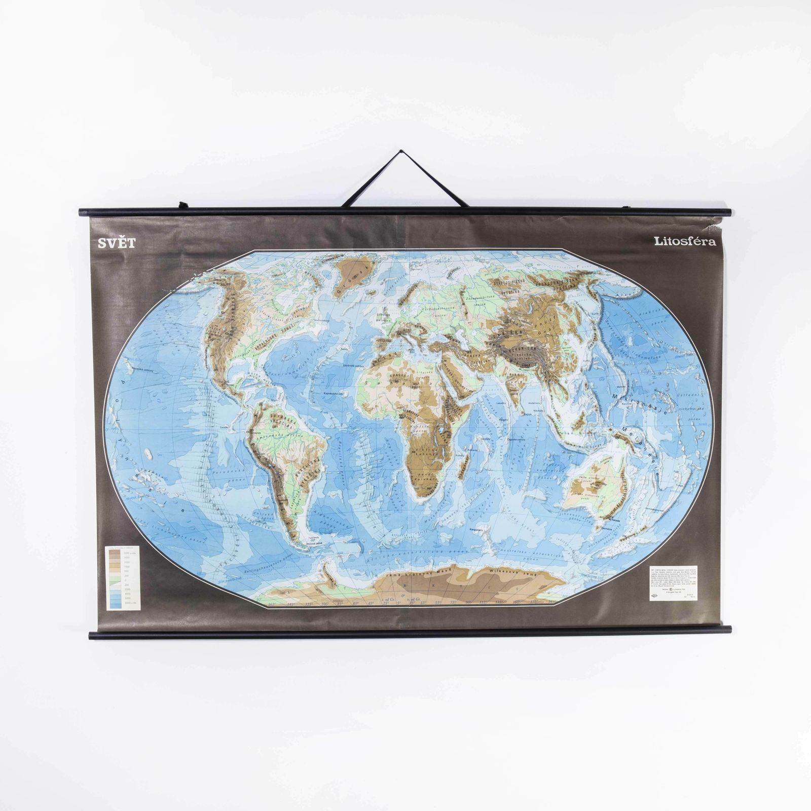 Late 20th Century Educational Geographic Map – Earths Lithosphere