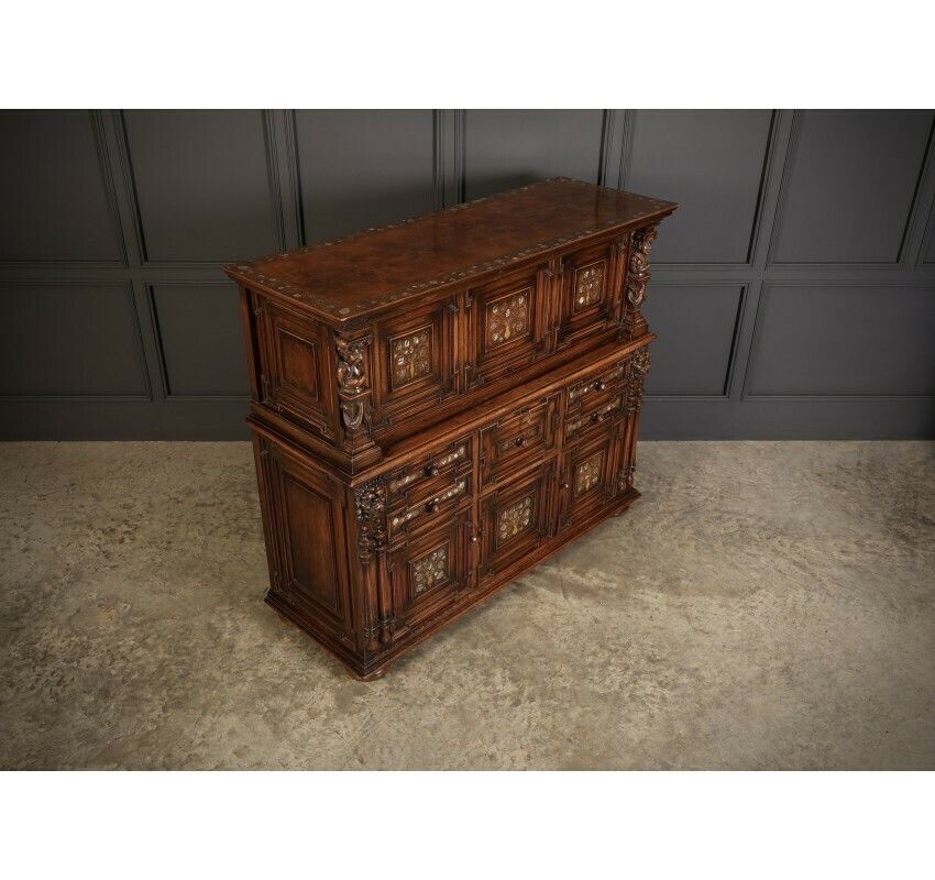 19th Century Walnut & Mother Of Pearl Inlaid Dresser