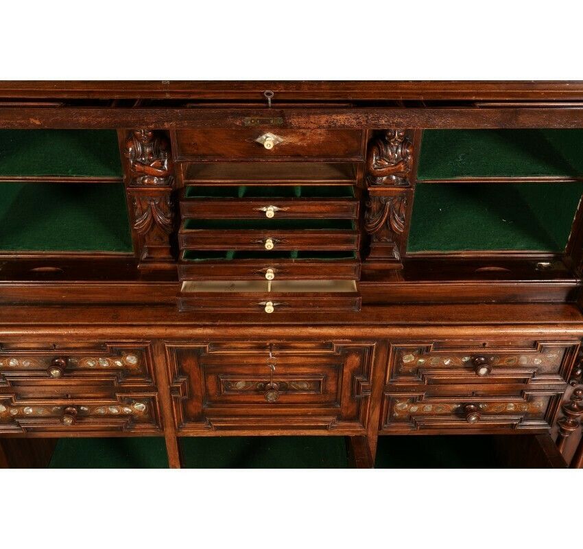 photo furniture 19th Century Walnut & Mother Of Pearl Inlaid Dresser