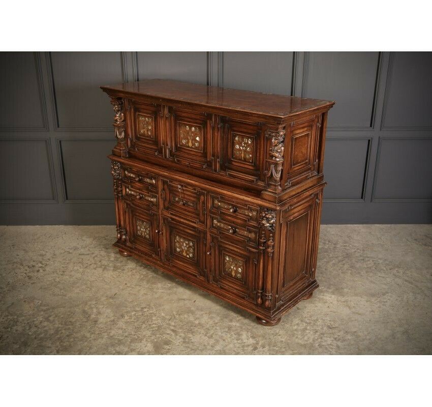 photo vintage 19th Century Walnut & Mother Of Pearl Inlaid Dresser