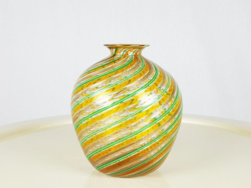Vintage Multi Colored Murano Glass Vase By Fratelli Toso, 1970s photo furniture