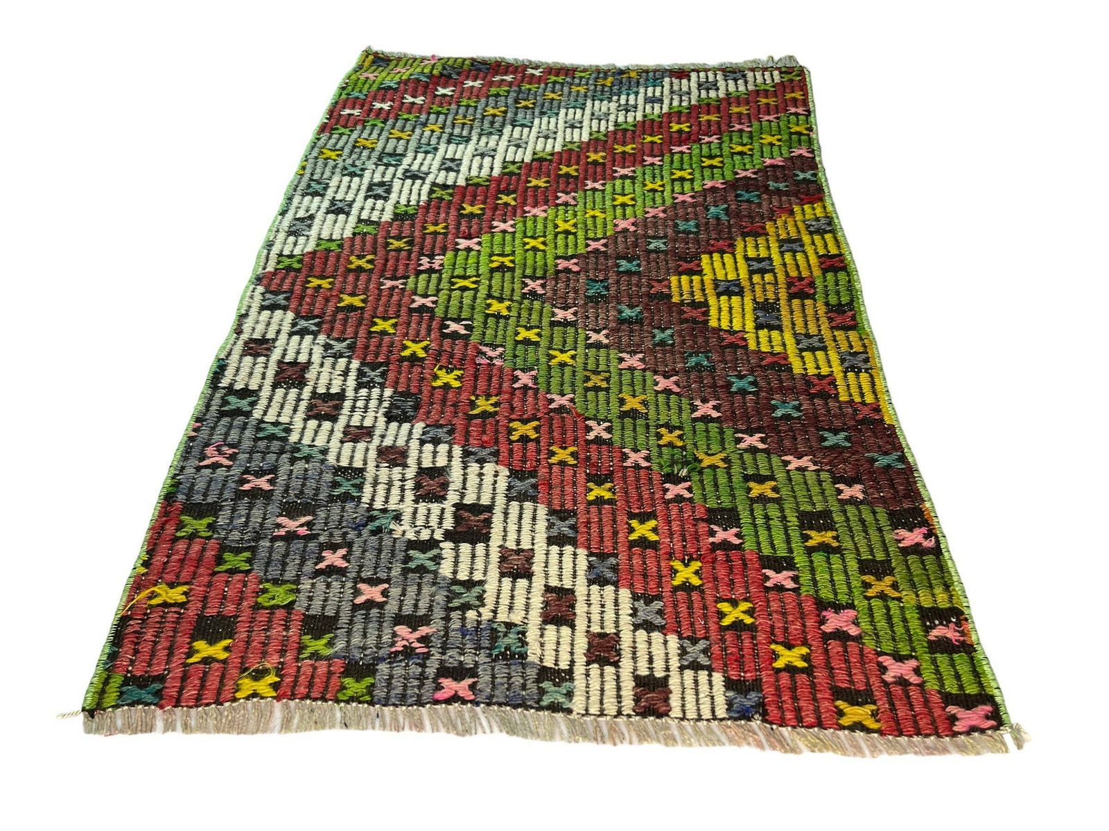 Turkish Mini Kilim Rug ,Vintage Anatolian Turkish Kelim 97 X 65 Cm