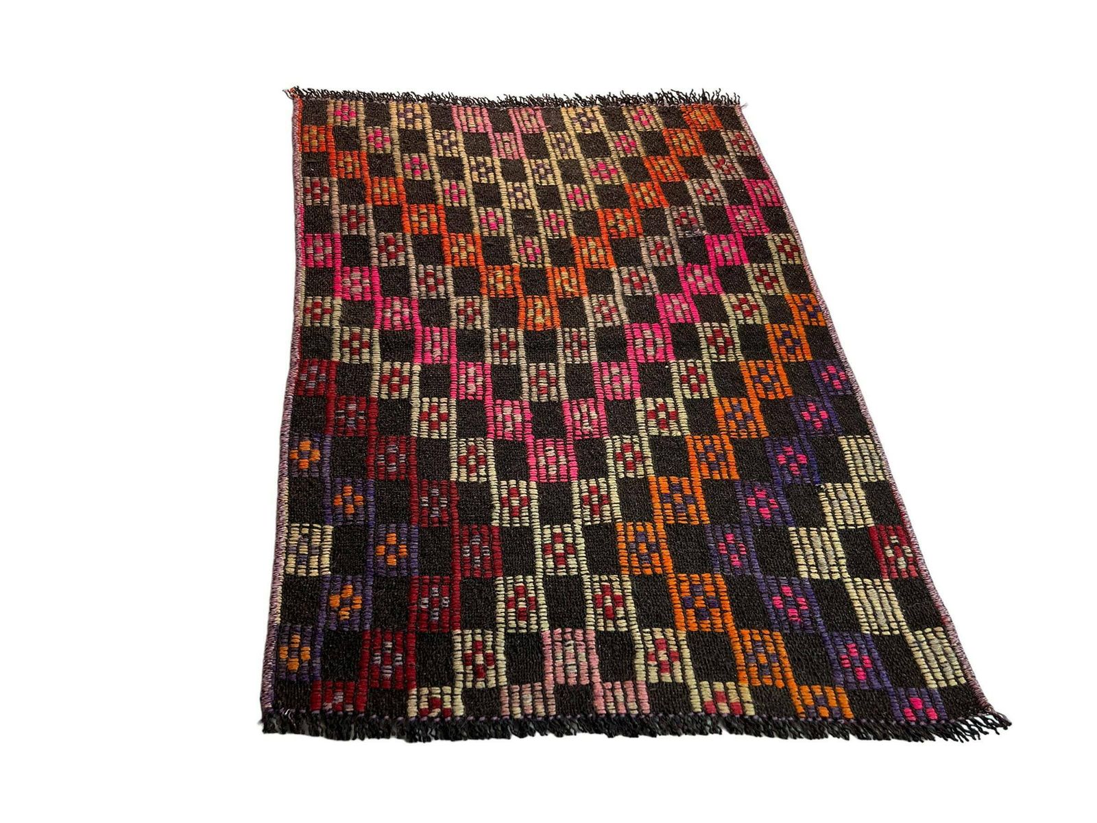 photo for sale Turkish Mini Kilim Rug ,Vintage Anatolian Turkish Kelim 86 X 58 Cm
