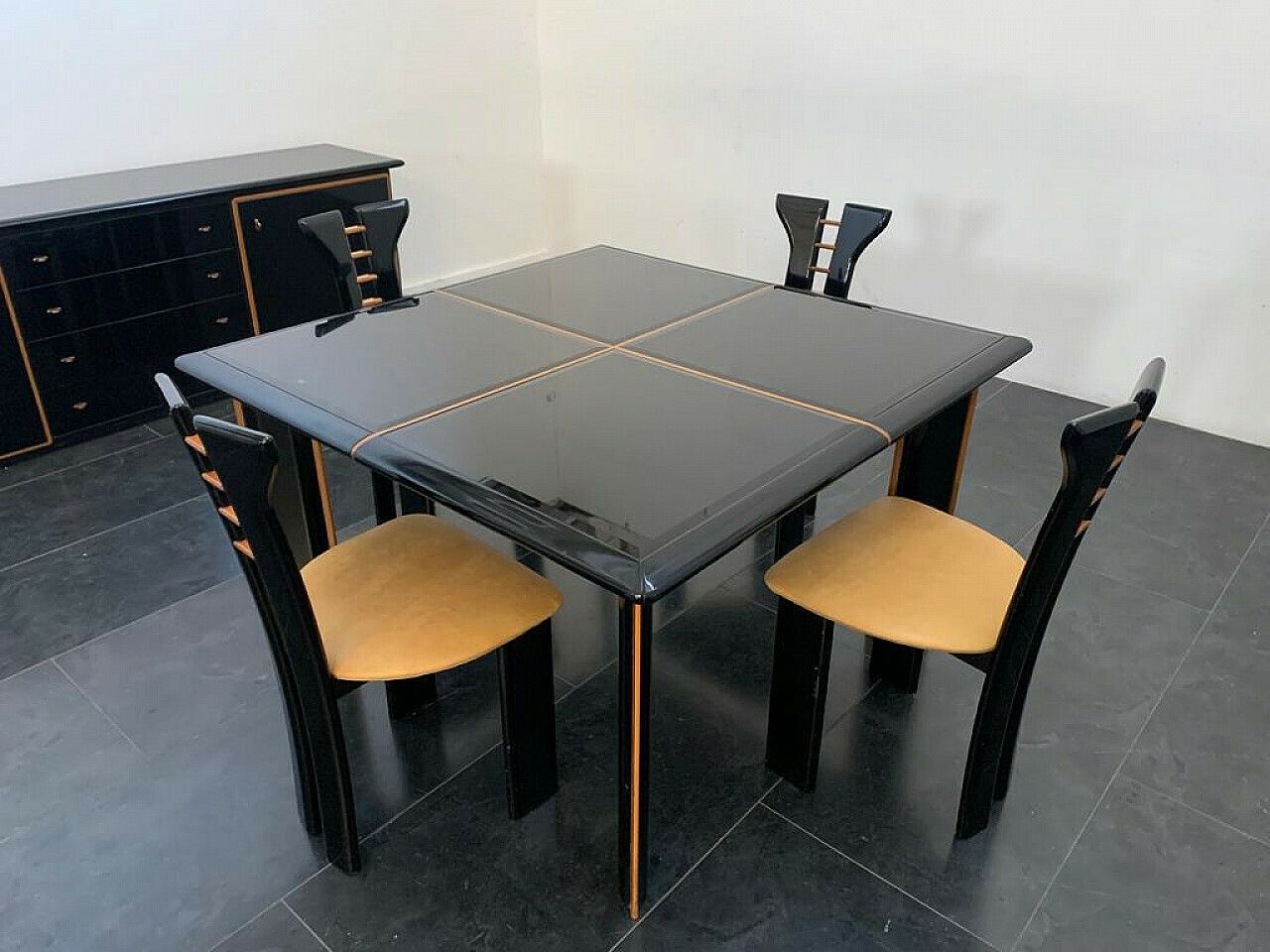 photo for sale 4 Chairs, Table And Sideboard By Pierre Cardin For Roche Bobois, 1970s