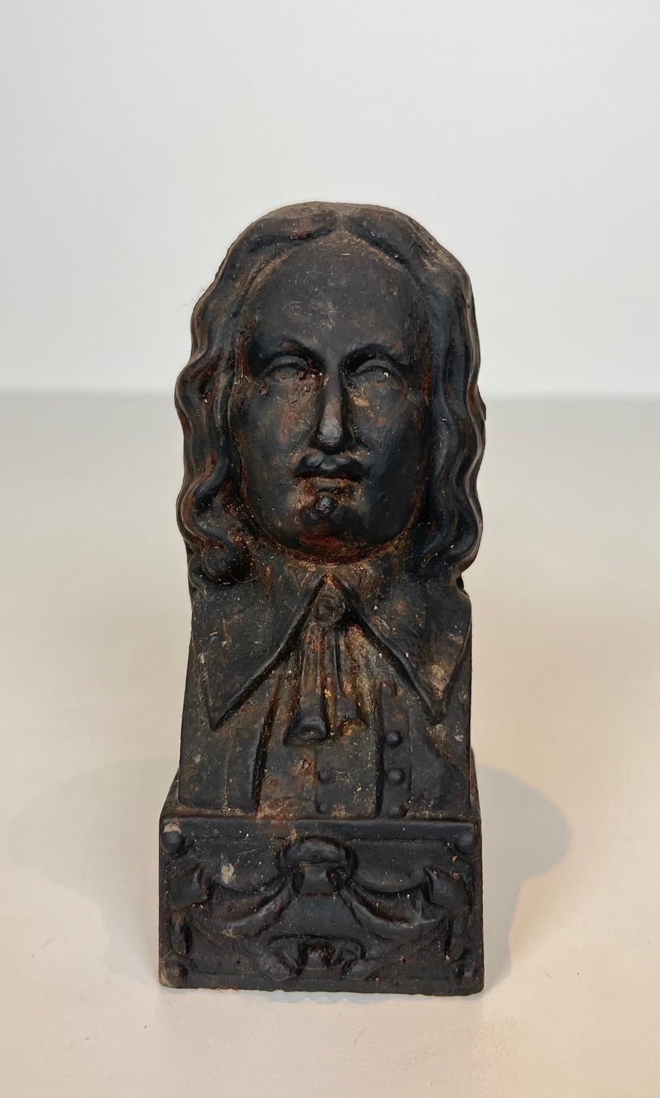 photo furniture Pair Of Cast Iron Andirons With The Effigy Of Beethoven