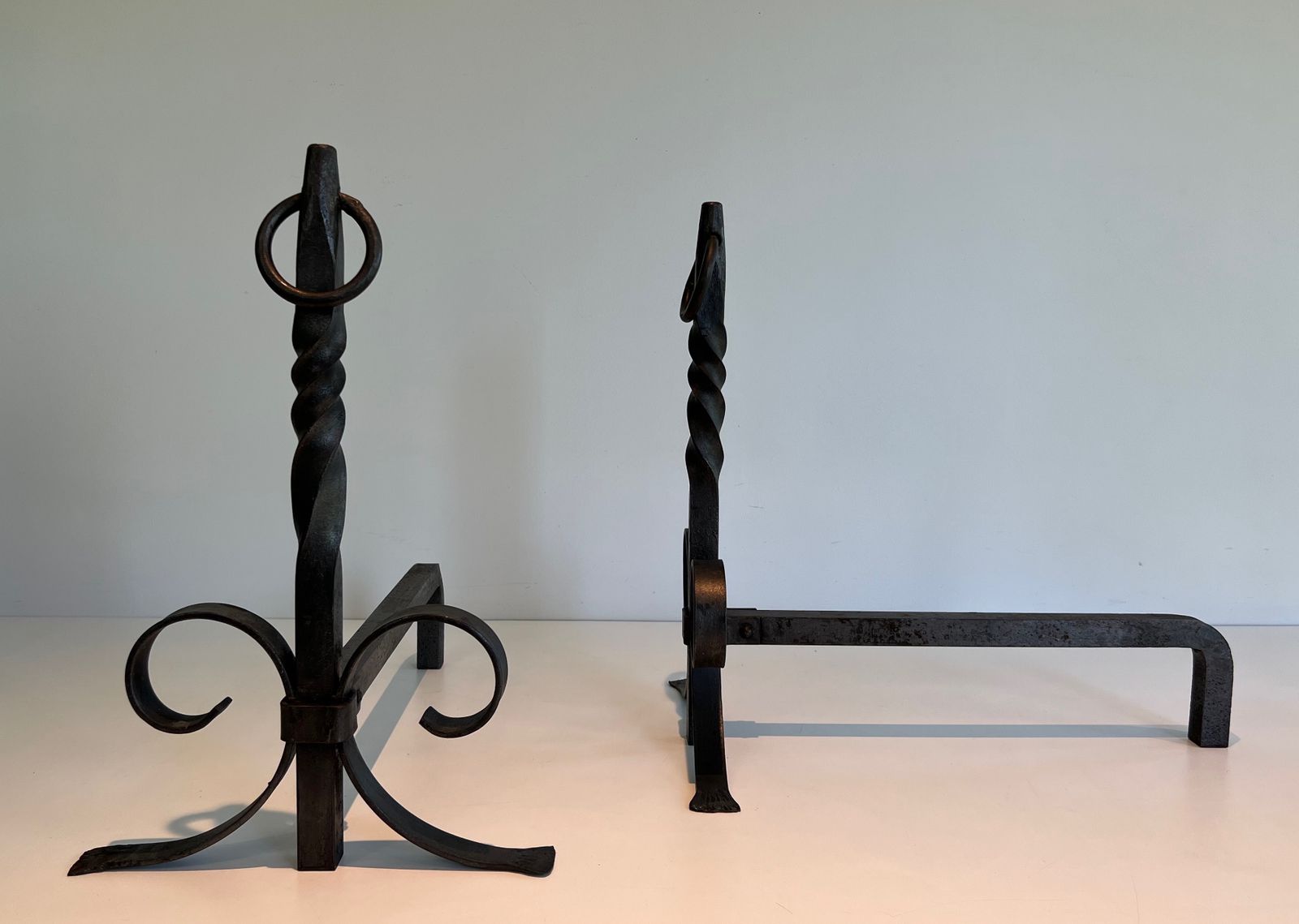 Pair Of Wrought Iron Andirons, 1950s photo furniture