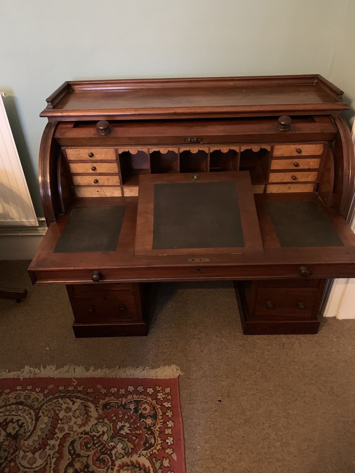 Quality Mahogany And Satinwood Roll Top Desk photo Furniture