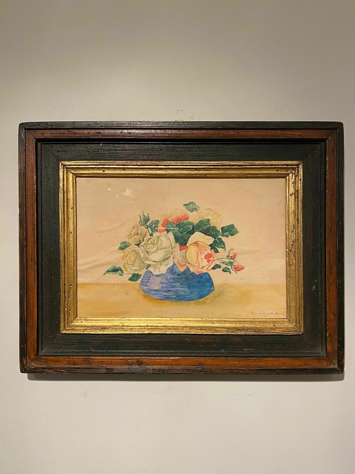 photo buy Old Painting, Still Life With Roses, 20th Century