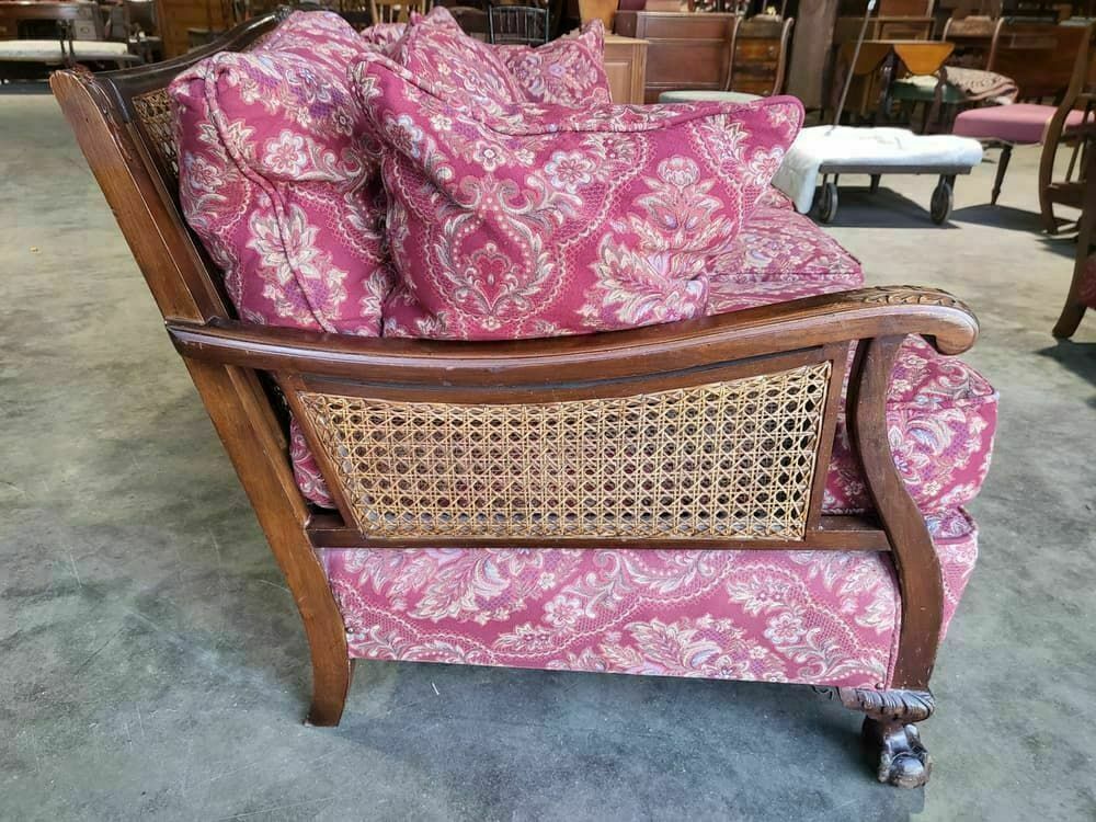Antique 3 Piece Suite 20thc Bergere Sofa 24 Feather Cushions 2 Bergere Armchair photo vinterior
