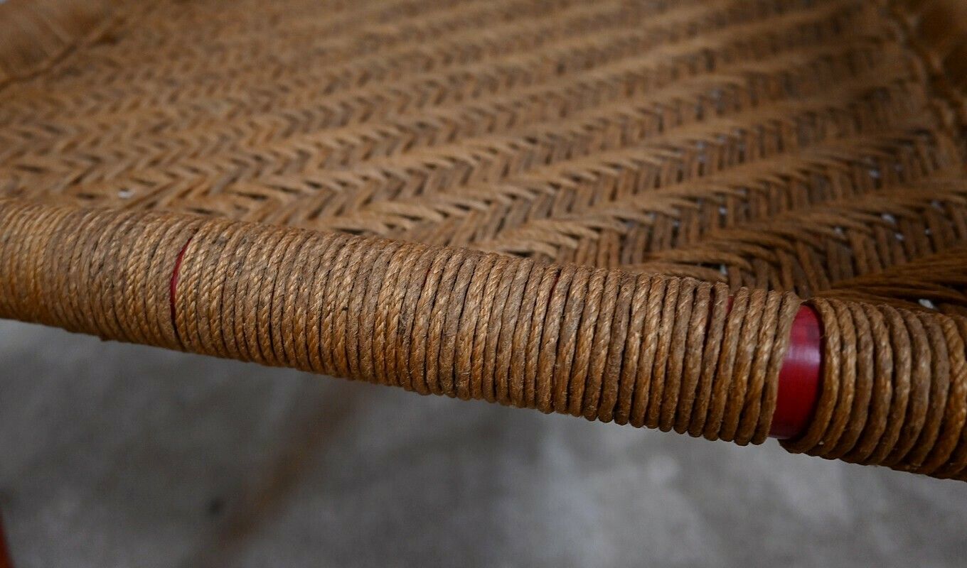 Furniture Armchair In Painted Wood And Braided Ropes, India – 1st Part 20th Century photo