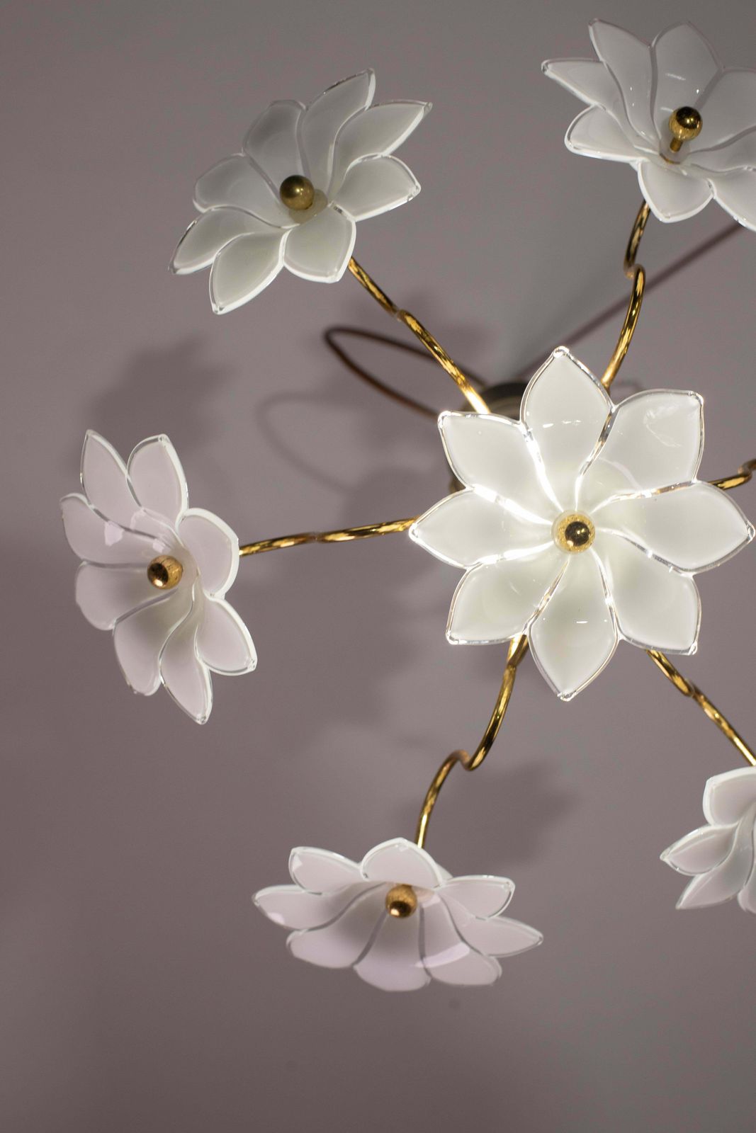 Petite Murano Vintage Chandelier White Flowers, 1970 photo 878.0